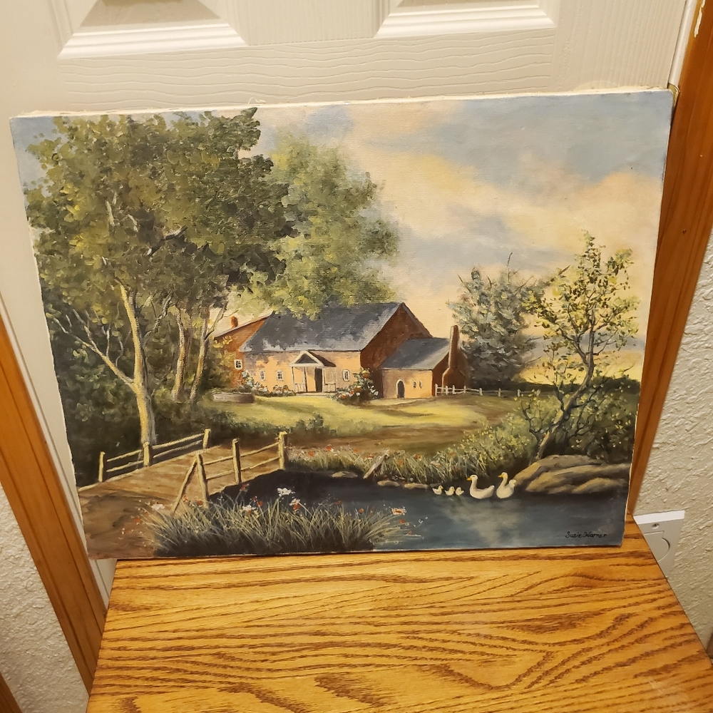 Vtg oil painting by Susie Warner 1980's